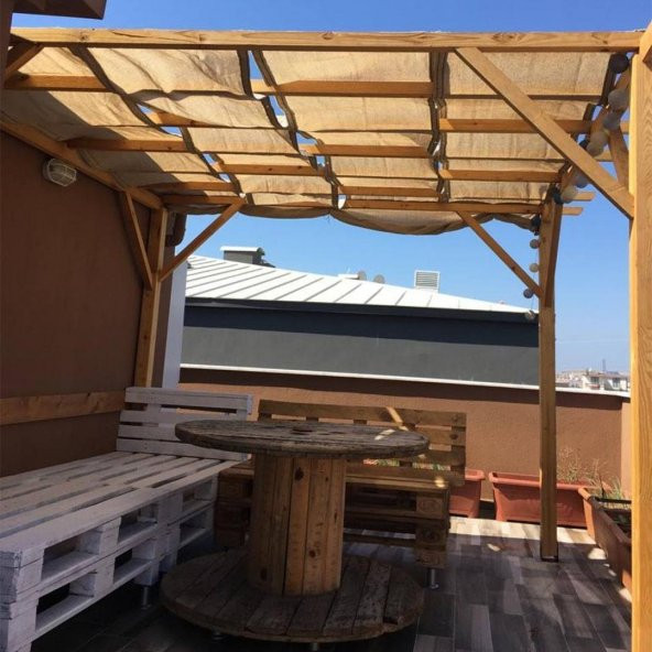 GÖLGELİK FİLE 1,5X3 METRE ÇİT FİLESİ 95 GÖLGE KORUMA KREM 95LİK BAHÇE ÇİTİ HALKALI KUŞAKLI JÜT GÖLGELİK - 2