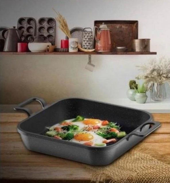 Eda Asya Döküm Granit Kapaksız 18 cm Kare Sahan ZK-972