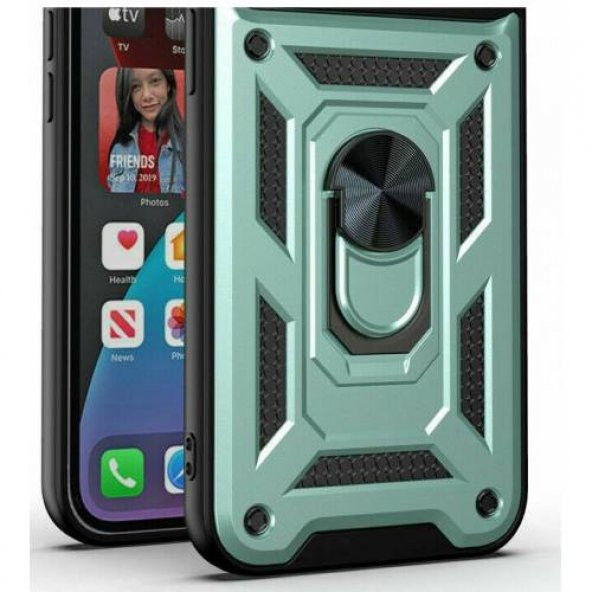 iPhone X Kılıf Tank Kamera Korumalı Standlı Yüzüklü Kılıf Anti Shock +Kırılmaz Cam - Resim 4