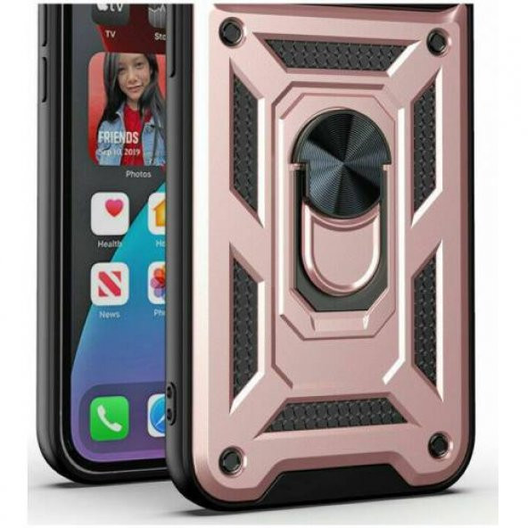 iPhone X Kılıf Tank Kamera Korumalı Standlı Yüzüklü Kılıf Anti Shock +Kırılmaz Cam - Resim 5