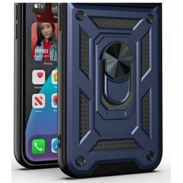 iPhone X Kılıf Tank Kamera Korumalı Standlı Yüzüklü Kılıf Anti Shock +Kırılmaz Cam - Resim 7