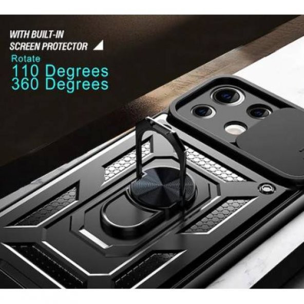 Xiaomi Mi 11 Lite Kılıf Silikon Yüzüklü Standlı Kamera Korumalı + Tam Ekran Koruyucu - 3