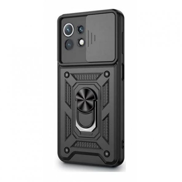 Xiaomi Mi 11 Lite Kılıf Silikon Yüzüklü Standlı Kamera Korumalı + Tam Ekran Koruyucu - 8