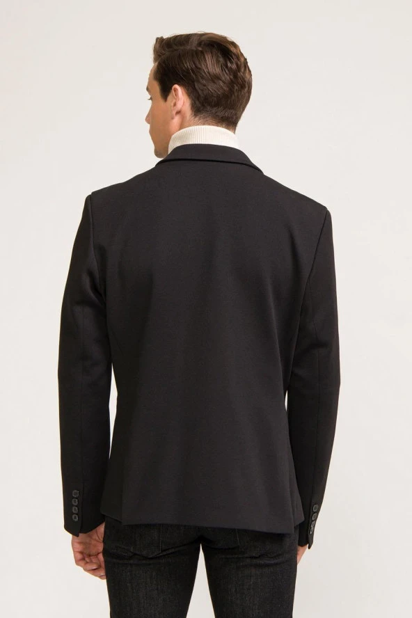 CEKMON Erkek Düğmeli İçi Astarlı Düz Renk Blazer Klasik Ceket - 4