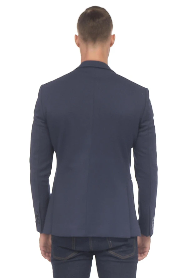 CEKMON Erkek Düğmeli İçi Astarlı Düz Renk Blazer Klasik Ceket - 7