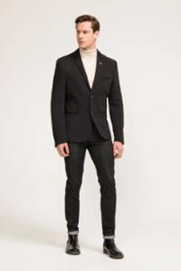 CEKMON Erkek Düğmeli İçi Astarlı Düz Renk Blazer Klasik Ceket - 10