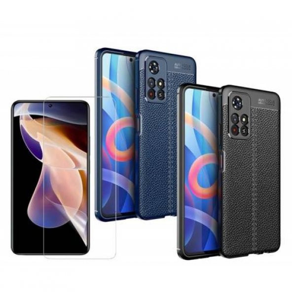 Xiaomi Poco M4 Pro 5G Kılıf Silikon Kamera Korumalı + Kırılmayan Nano Ekran