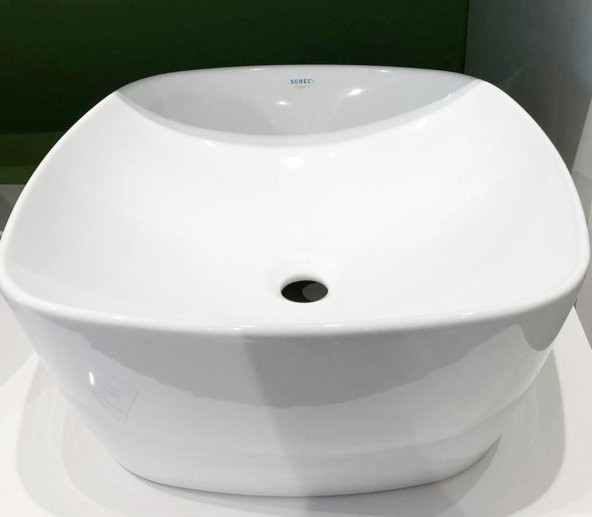 Serel 46x46 xm Tezgah Üstü Çanak Lavabo Batarya Deliksiz 3050DXS110H - 3