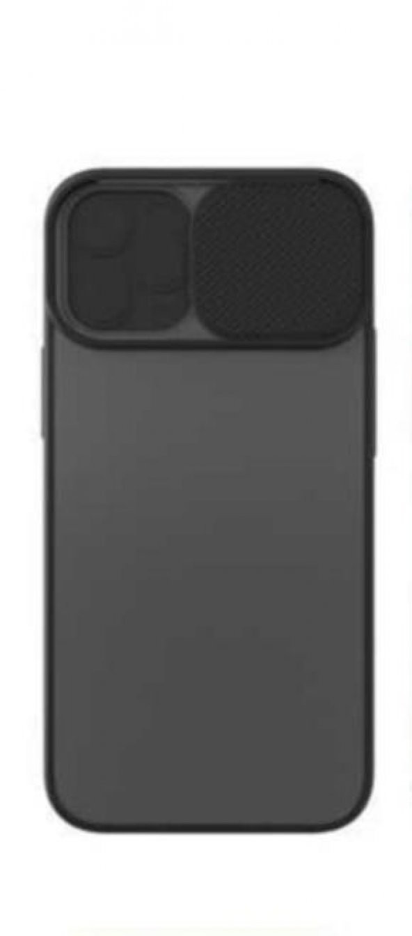 Iphone 11 Pro Uyumlu Kamera Koruyuculu Mat Arka Yüzeyli Kızaklı Sürgülü Kılıf Siyah