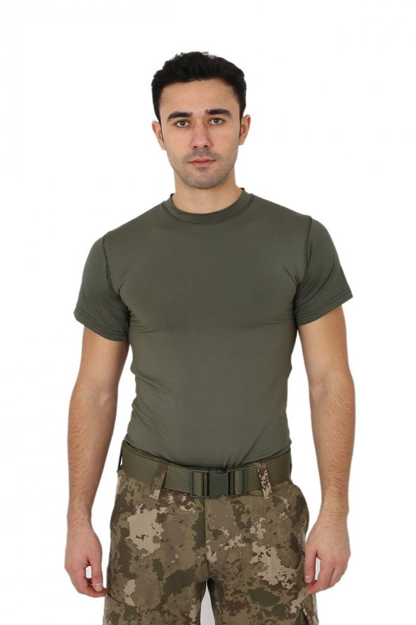 Haki Microfiber Tişört - Kısa Kol Micro T-shirt - Askeri Malzeme
