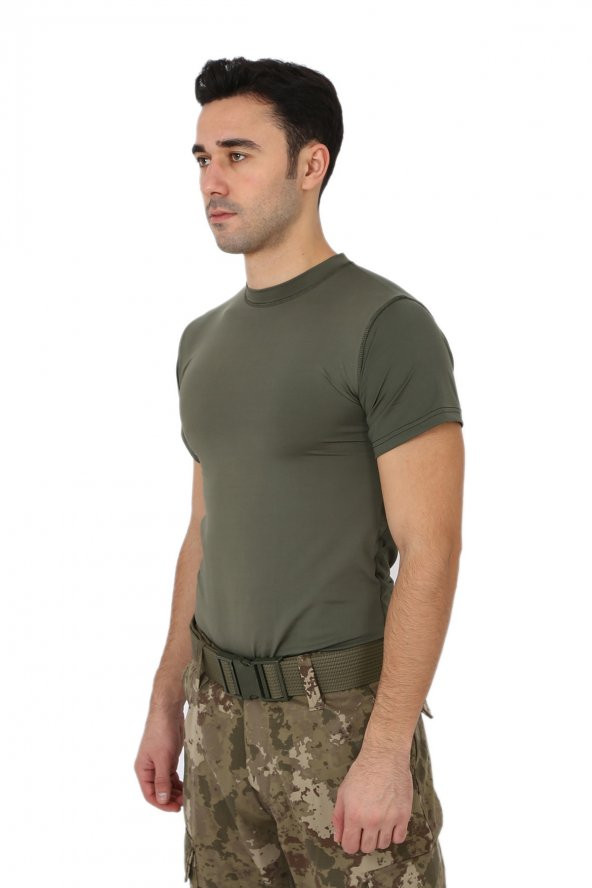 Haki Microfiber Tişört - Kısa Kol Micro T-shirt - Askeri Malzeme - 2