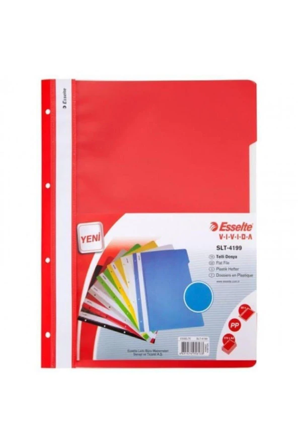 Esselte Telli Dosya Plastik A4 Kırmızı Telli Dosya (50 Li Paket)