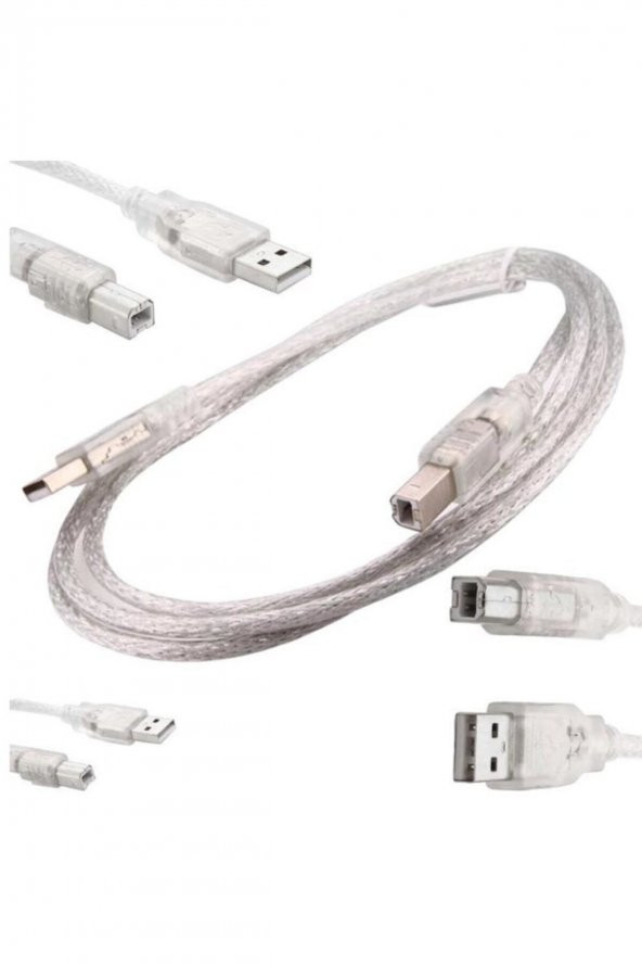 Usb Yazıcı Kablosu 1,5 Metre 2.0v Şeffaf Powermaster (sl-u2015)