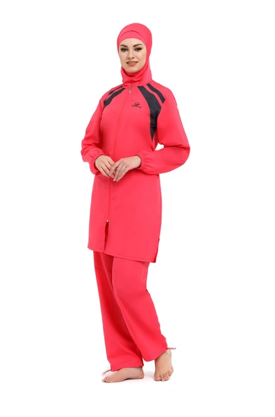 Chelly Kadın Tam Kapalı Fermuarlı Tesettür Mayo - 4
