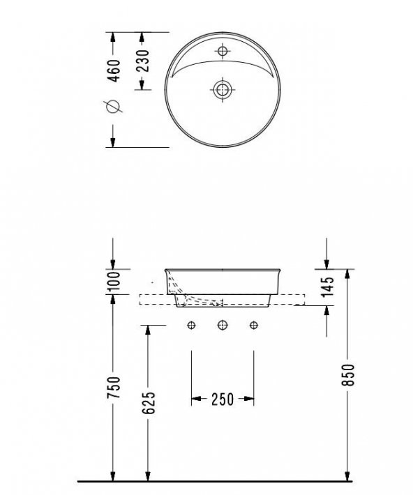 Serel 46 cm Tezgah Üstü Çanak Lavabo 2058TXS110H - 2