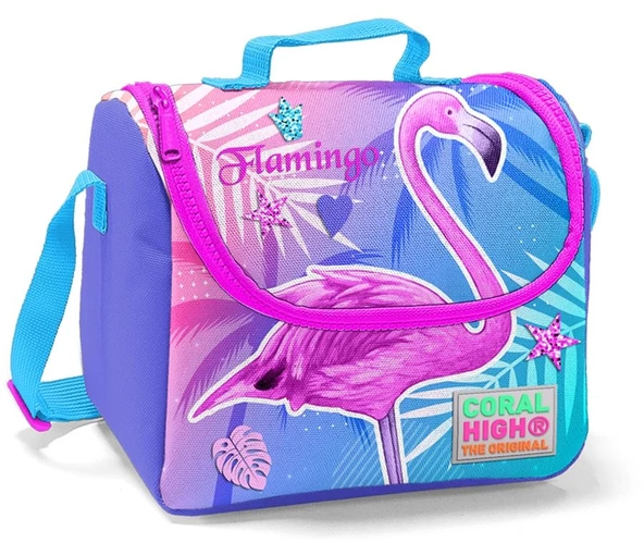 Coral High Mavi Flamingo Kız Çocuk Çekçek Çanta Seti - Işıklı Tekerlekler - 3