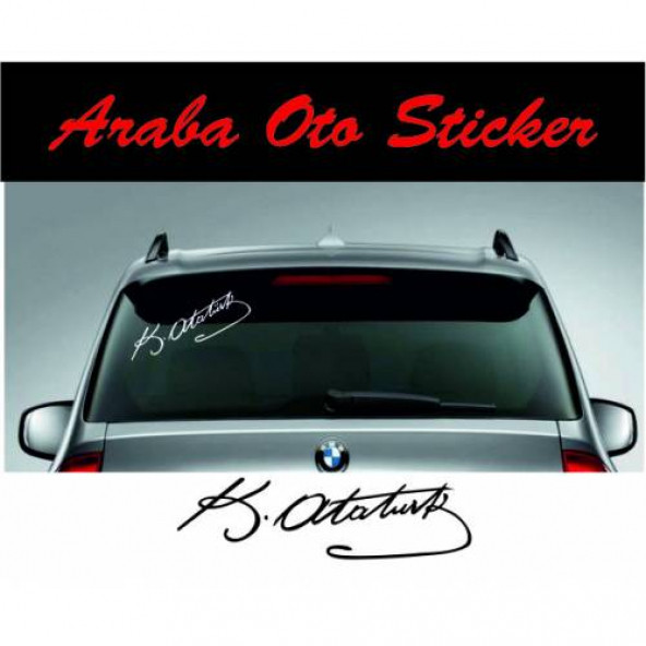 Atatürk imza oto sticker 20 cm (5Adet)