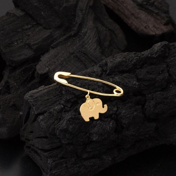 Fil Altın Çengelli Çocuk İğnesi - Resim 2