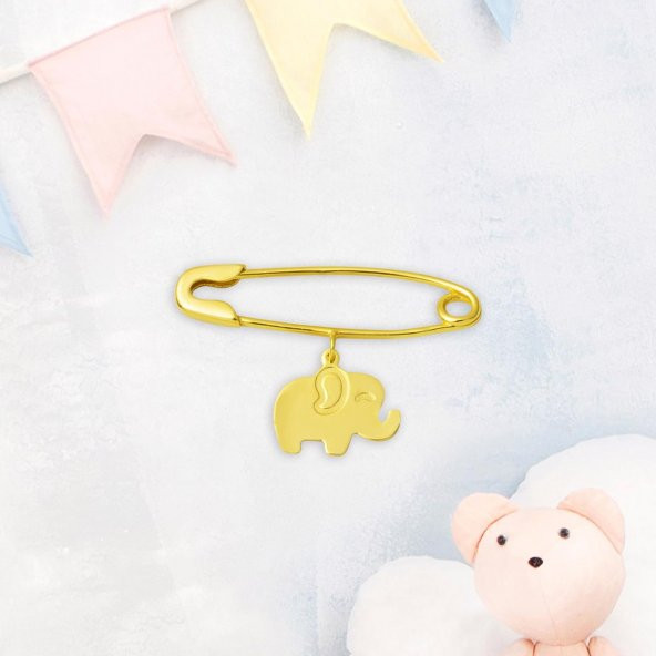 Fil Altın Çengelli Çocuk İğnesi - Resim 5