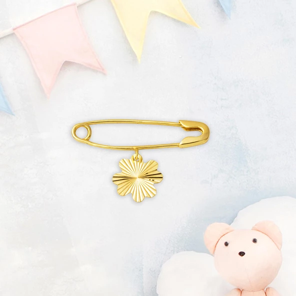 Yoncalı Altın Çengel Çocuk İğnesi - Resim 5