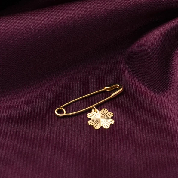 Yoncalı Altın Çengel Çocuk İğnesi - Resim 4