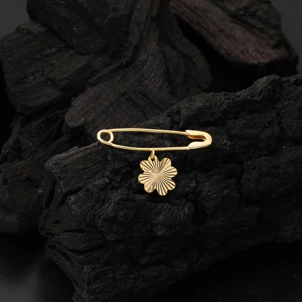 Yoncalı Altın Çengel Çocuk İğnesi - Resim 2