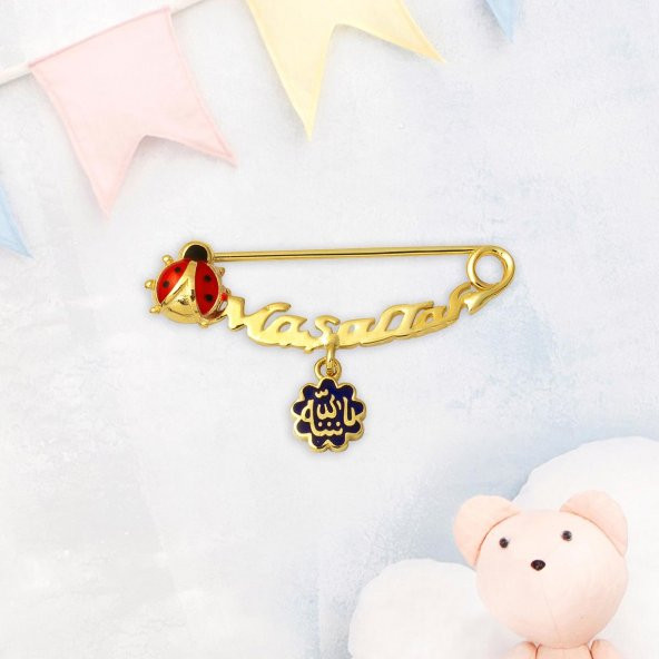 Maşallah 14 Ayar Altın Çengelli İğne - Resim 5