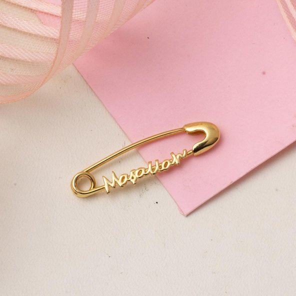 Maşallah Yazılı Altın Çengelli İğne - Resim 3