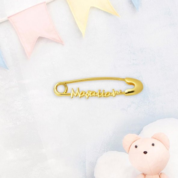 Maşallah Yazılı Altın Çengelli İğne - Resim 5