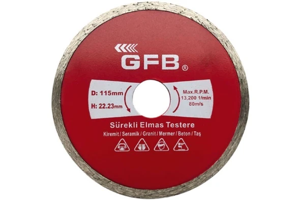 Gfb Sürekli Turbo Elmas Mermer Granit Kesici 115 mm