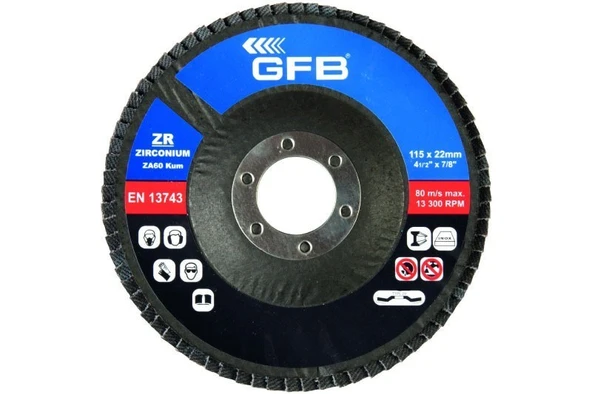 Gfb Zirkonyum Flap Disk Zımpara 115x120