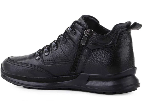 Voyager Hakiki Deri Fermuar+Bağcıklı Bot Siyah 91 4509 - 2