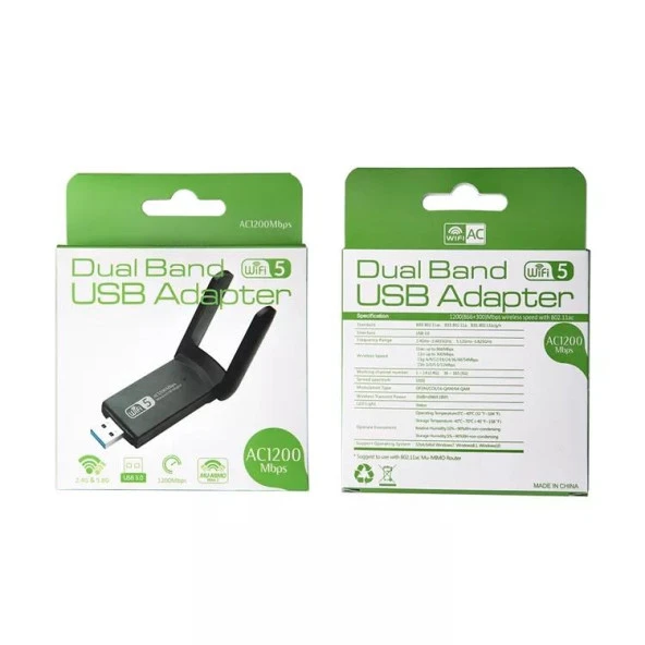 PrimeX PX-AC1200 Realtek RTL 8812BU Ac1200 USB3.0 1200Mbps Wifi Adaptör, 2.5G 5G 5.8G Wireless Adaptör, USB Wifi Alıcı - 8