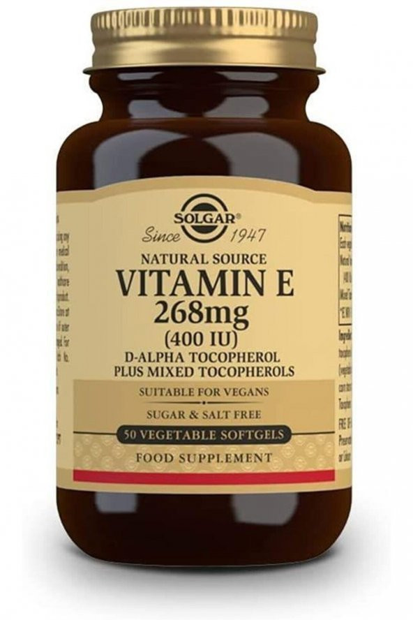 Solgar Vitamin E 400 IU 268 Mg - 50 Kapsül