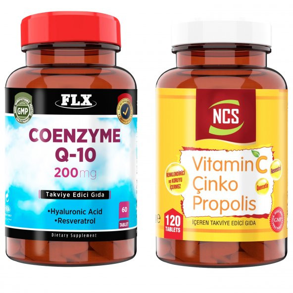 Coenzyme Q-10 200 MG 60 Tablet + Vitamin C Çinko Propolis 120 Tab