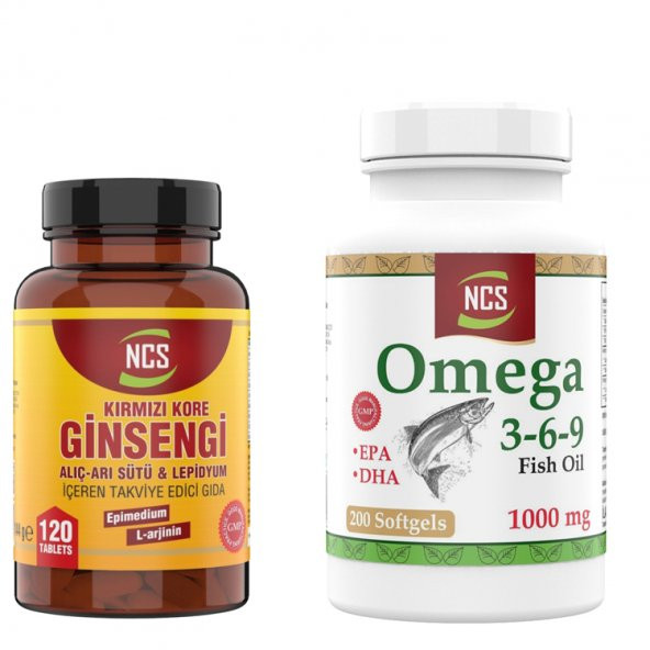 Ncs Omega 3 6 9 Balık Yağı 1000 MG 200 Capsül Ncs Ginseng 120 Tab