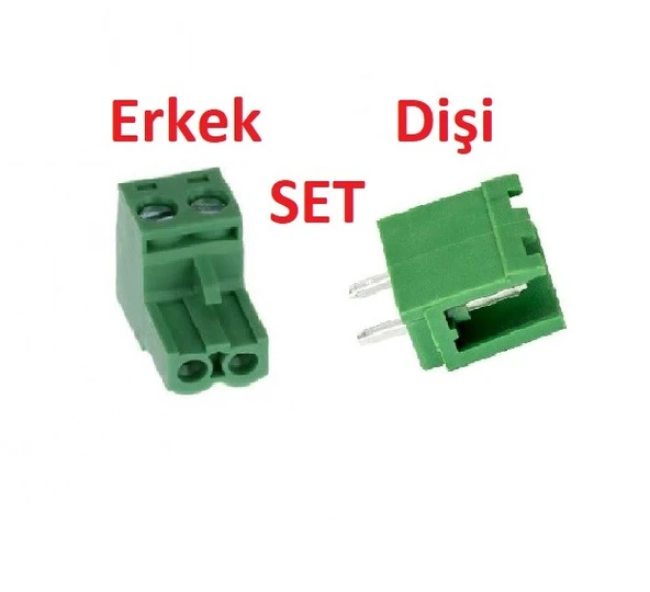 2 Pin 5.08mm Geçmeli Klemens (Dişi+Erkek) Set - 2
