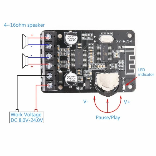 XY-P15W Bluetooth Amfi Modülü Amplifikatör Devresi - 2