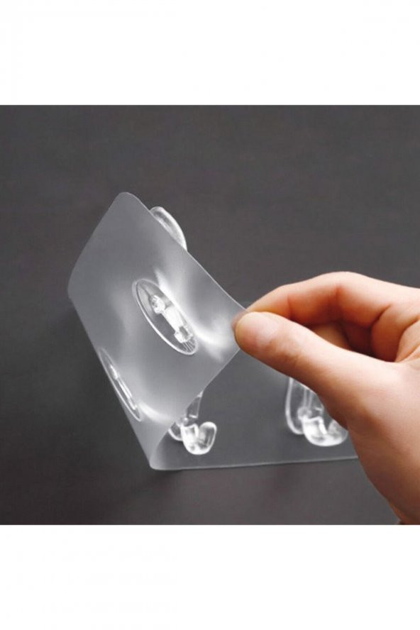 6lı Yapışkanlı Şeffaf Duvar Askısı Banyo Mutfak Düzenleyici Askı Pratik Kanca Askılık - 4