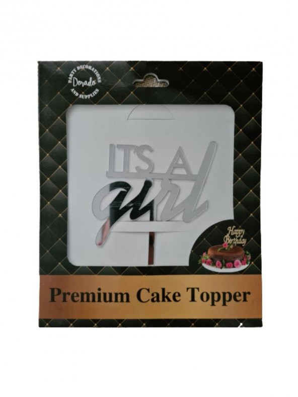 Pasta Store Gümüş It's A Girl Pleksi Yazı Premium