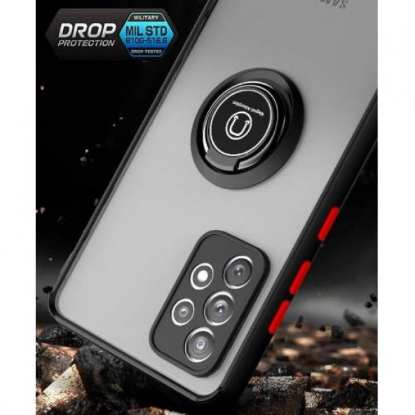 Samsung Galaxy A53 Kılıf Silikon Montreal Yüzüklü Standlı+Kırılmaz Cam - Resim 2