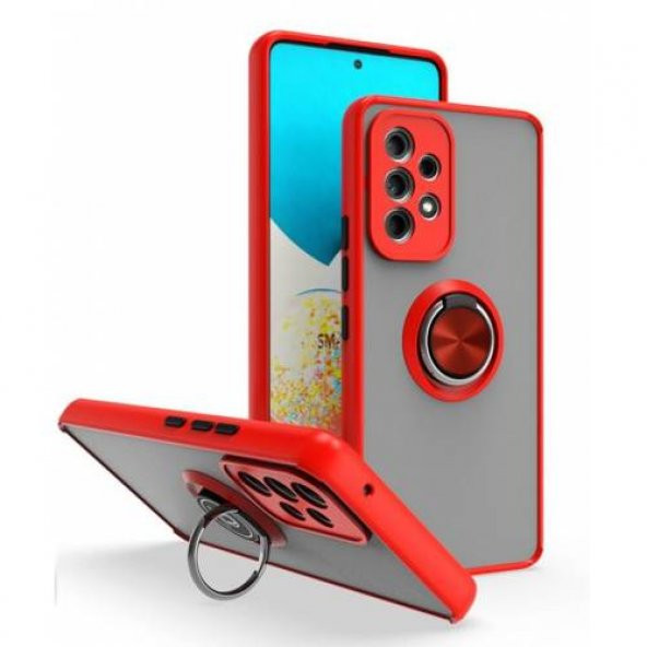 Samsung Galaxy A53 Kılıf Silikon Montreal Yüzüklü Standlı+Kırılmaz Cam - Resim 6