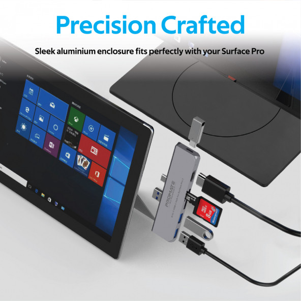 Promate SURFACEHUB-7 Usb Hub Type-c / Usb Bağlantı, Hdmı, Kart Okuyucu, Hdmı Ve Type-c - 4