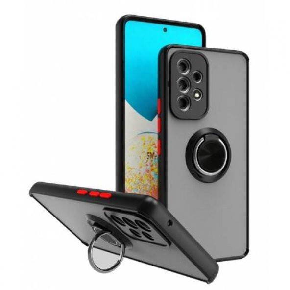 Samsung Galaxy A53 Kılıf Silikon Montreal Yüzüklü Standlı - Resim 5
