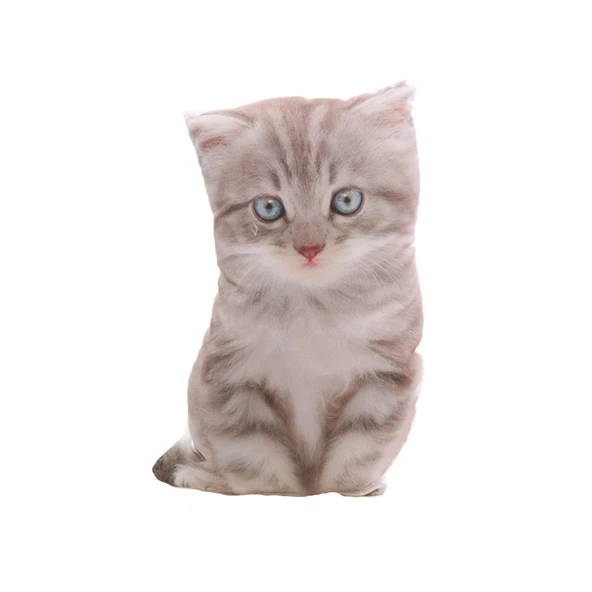 MAVİ GÖZLÜ BOZ KEDİ PELUŞ YASTIK