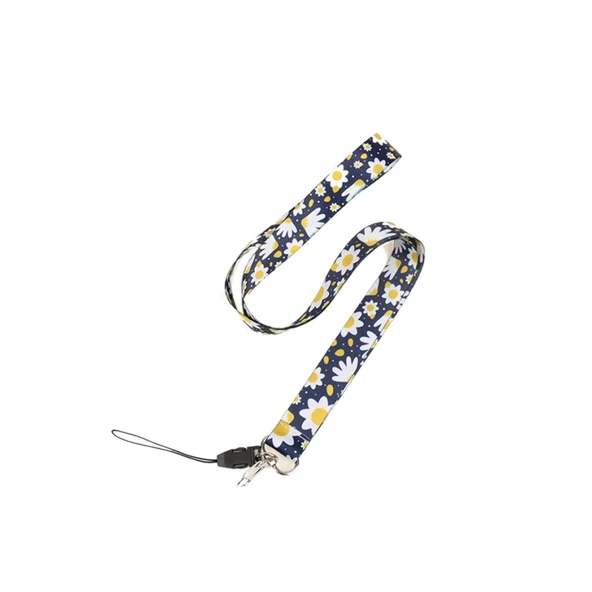 MAVİ PAPATYA TASARIM BOYUN ASKI İPİ