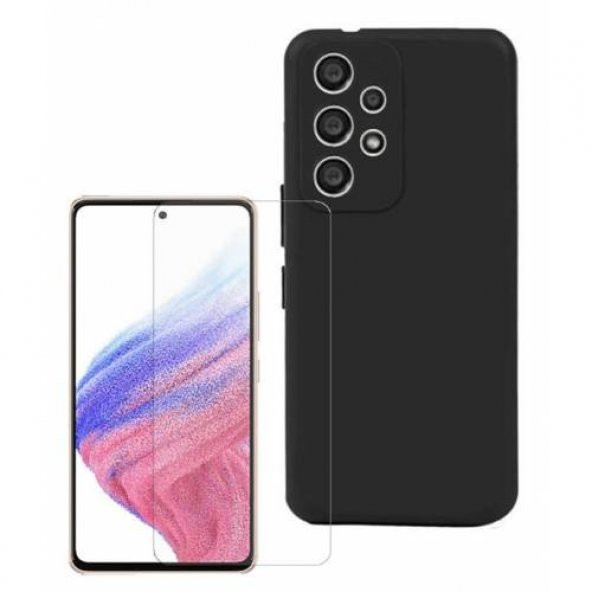 Samsung Galaxy A23 Kılıf Silikon Premier Kamera Korumalı Siyah + Temperli Cam ürün görseli