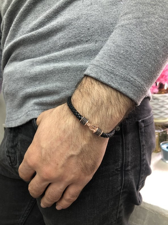 ERKEK BİLEKLİK GÜMÜŞ ERKEK BİLEKLİK SAFİR TAŞLI ÖZEL TASARIM BİLEKLİK