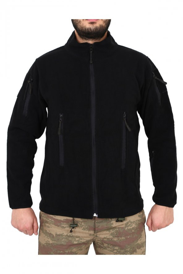 Outdoor Erkek Siyah Polar Hırka - Tactical Mont - 2