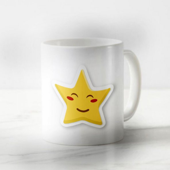 Sevgiliye Özel Yıldız Mütevazi Emoji Harika Kupa Tasarımı